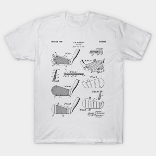 Golf Clubs Patent - Golfing Art - Black And White T-Shirt